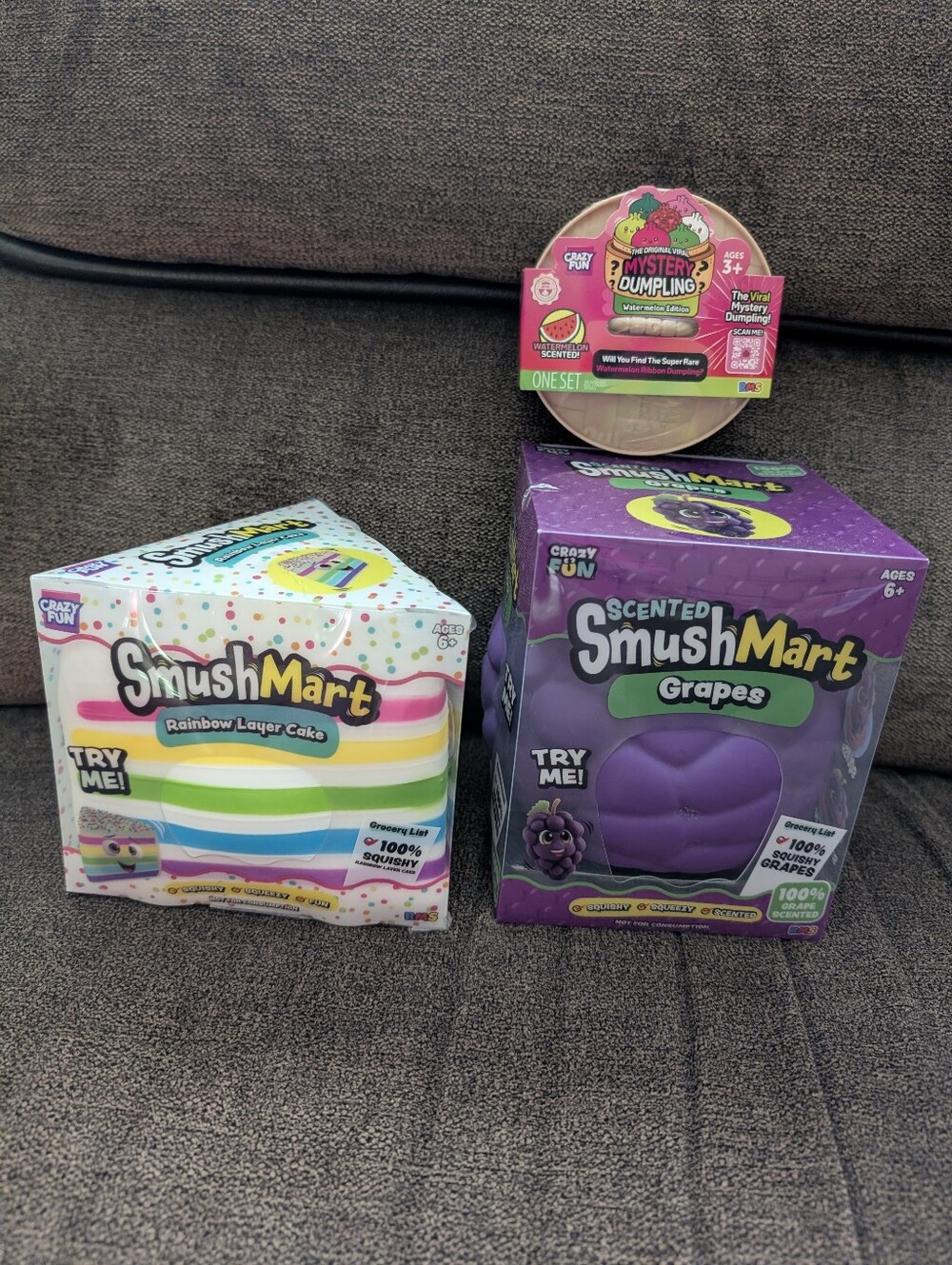Smushmart 7-Layer Cake, Scented Red Apple, Mystery Dumpling Watermelon Edition